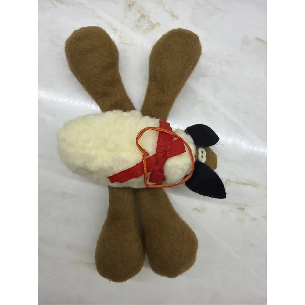 Vintage 1985 Hallmark Lamb Reindeer Plush Christmas Holiday Ornament EUC